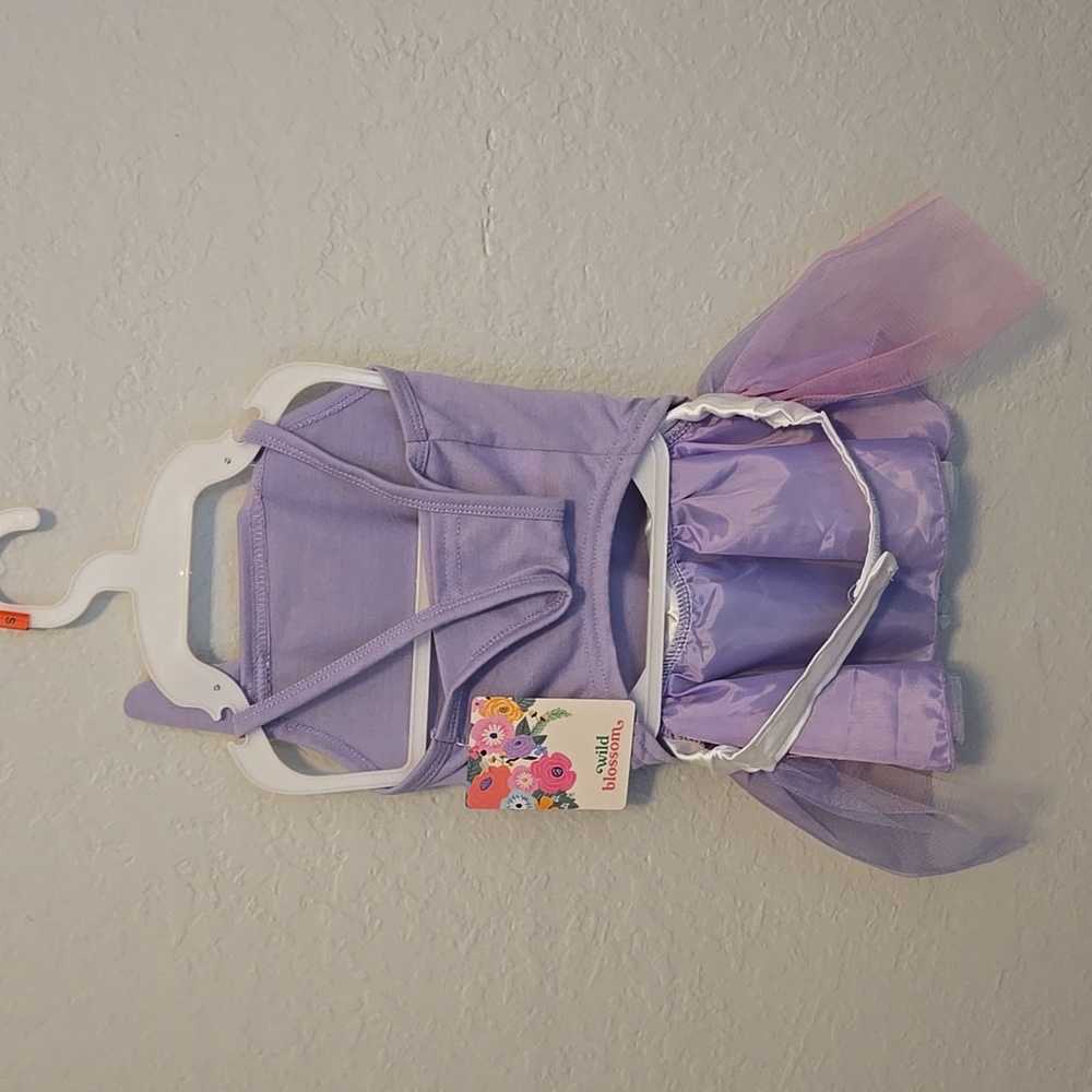 Cute Purple Animal Face Dress with Tulle Skirt For Dogs, Size Small - Picture 3 of 5